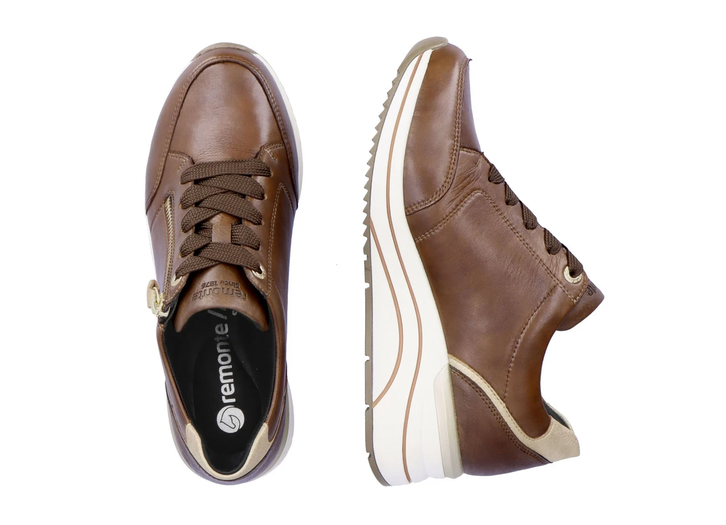 Remonte Schnür-Sneaker mit mattgoldfarbenen Besätzen
