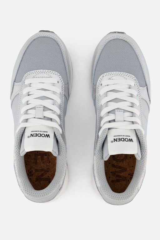 Woden Ronja Metallic Sneakers zilver Leer