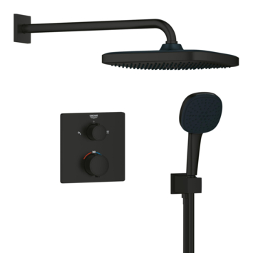 Grohe Precision Thermostat Perfect inbouw douchesysteem met  Vitalio Comfort 250 hoofddouche vierkant Mat Zwart