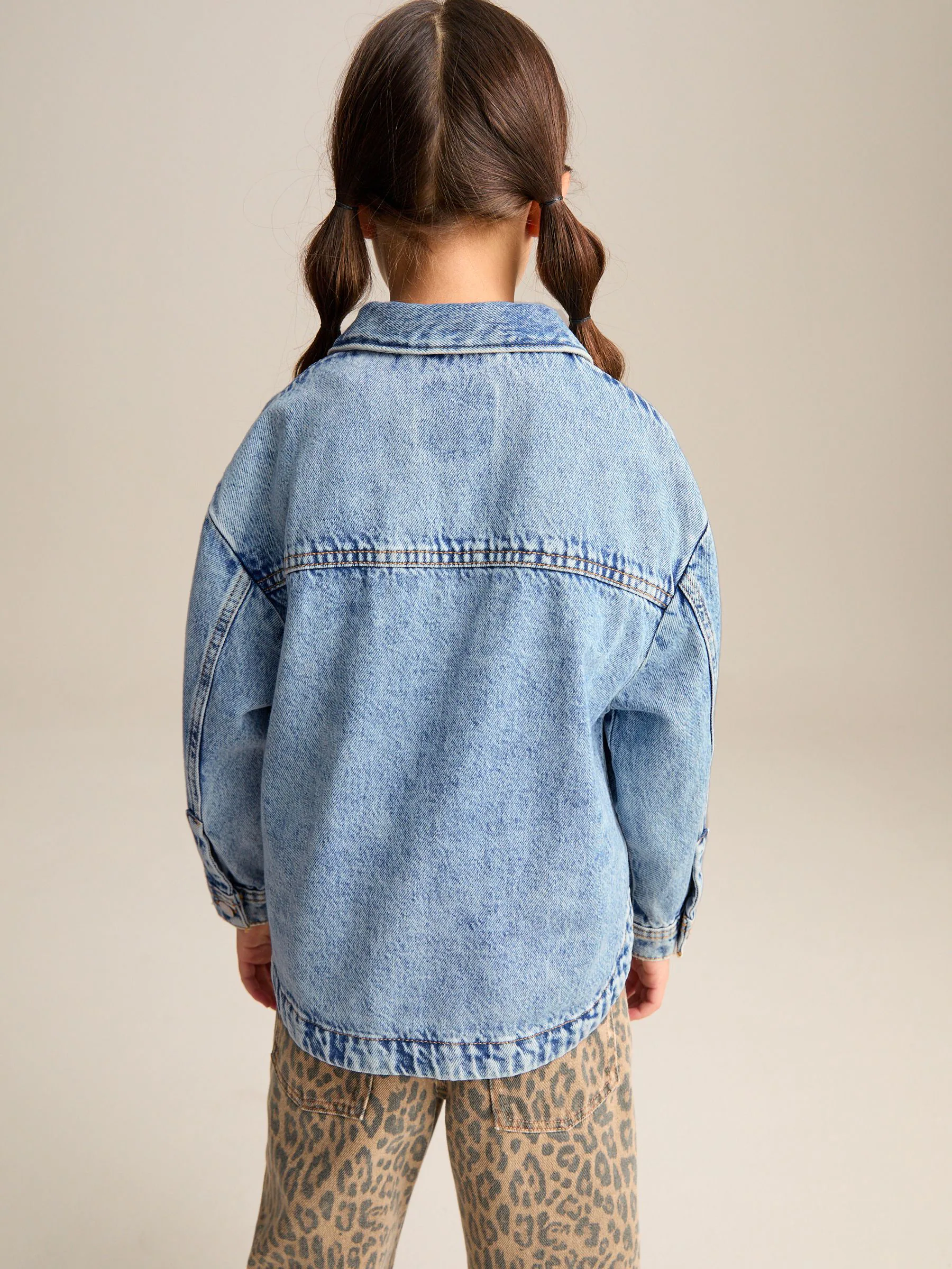 Normaal blauw - Denim shacket (3-16 jr)