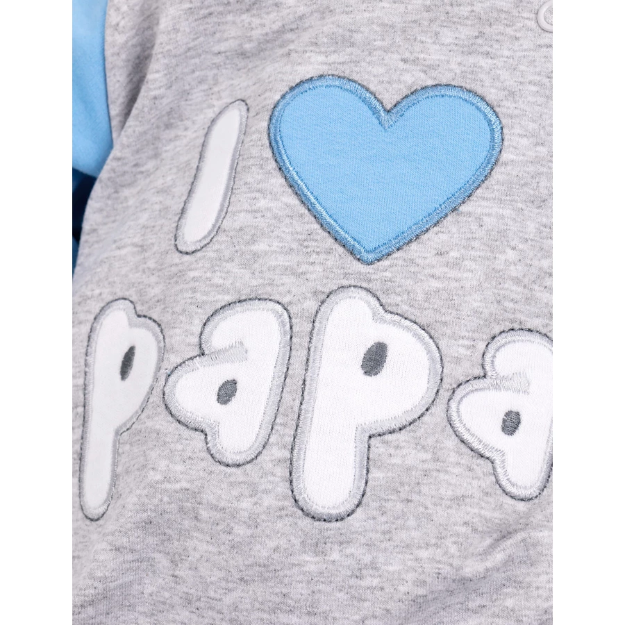 Baby Sweets Overall I love Mama & Papa blau grau