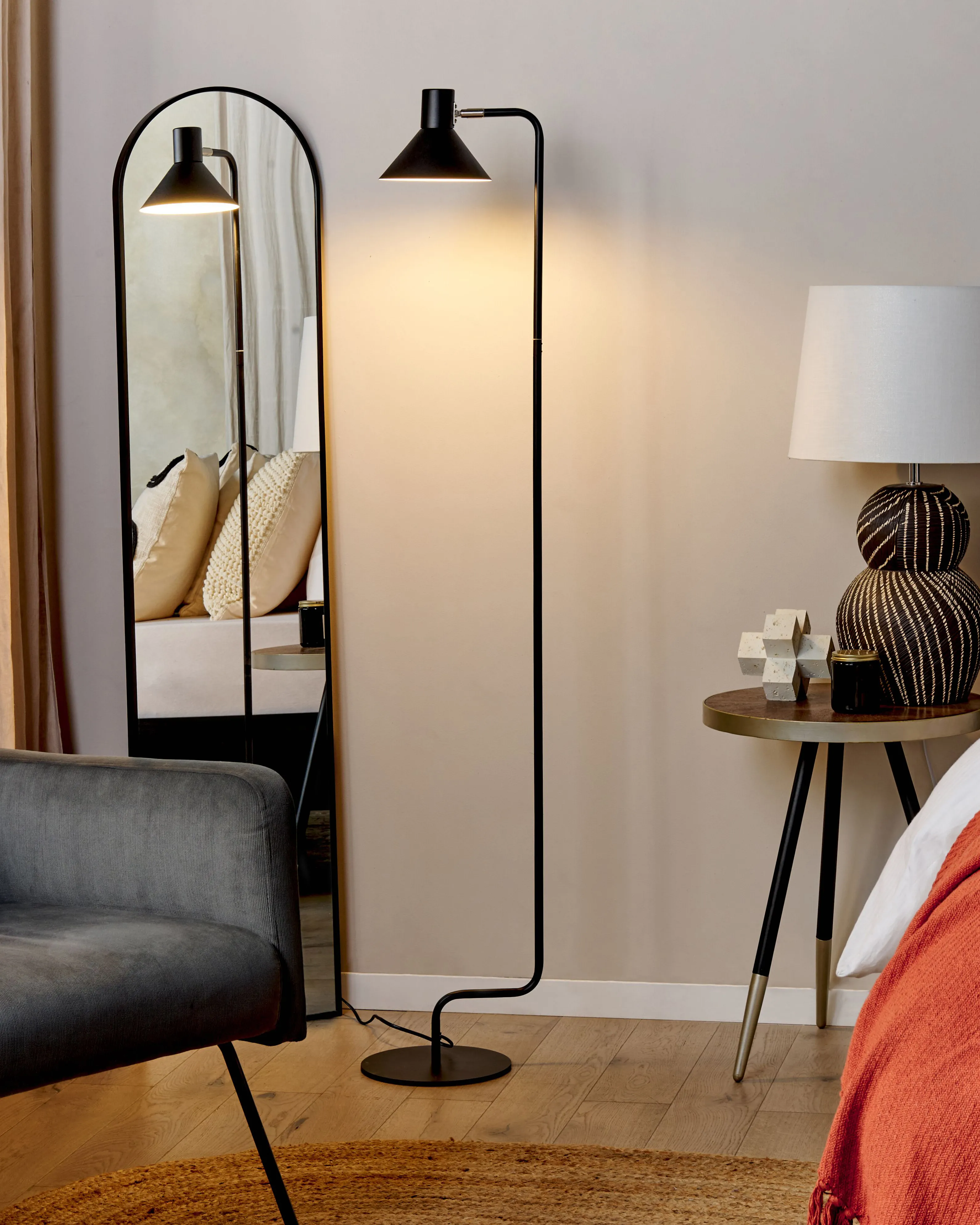 Staande lamp RIMAVA verstelbaar Metaal Zwart