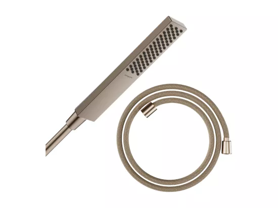 Pommeau de douche HANSGROHE Pulsify E 100 EcoSmart bronze brossé + flexible de douche HANSGROHE Designflex 160 cm bronze brossé