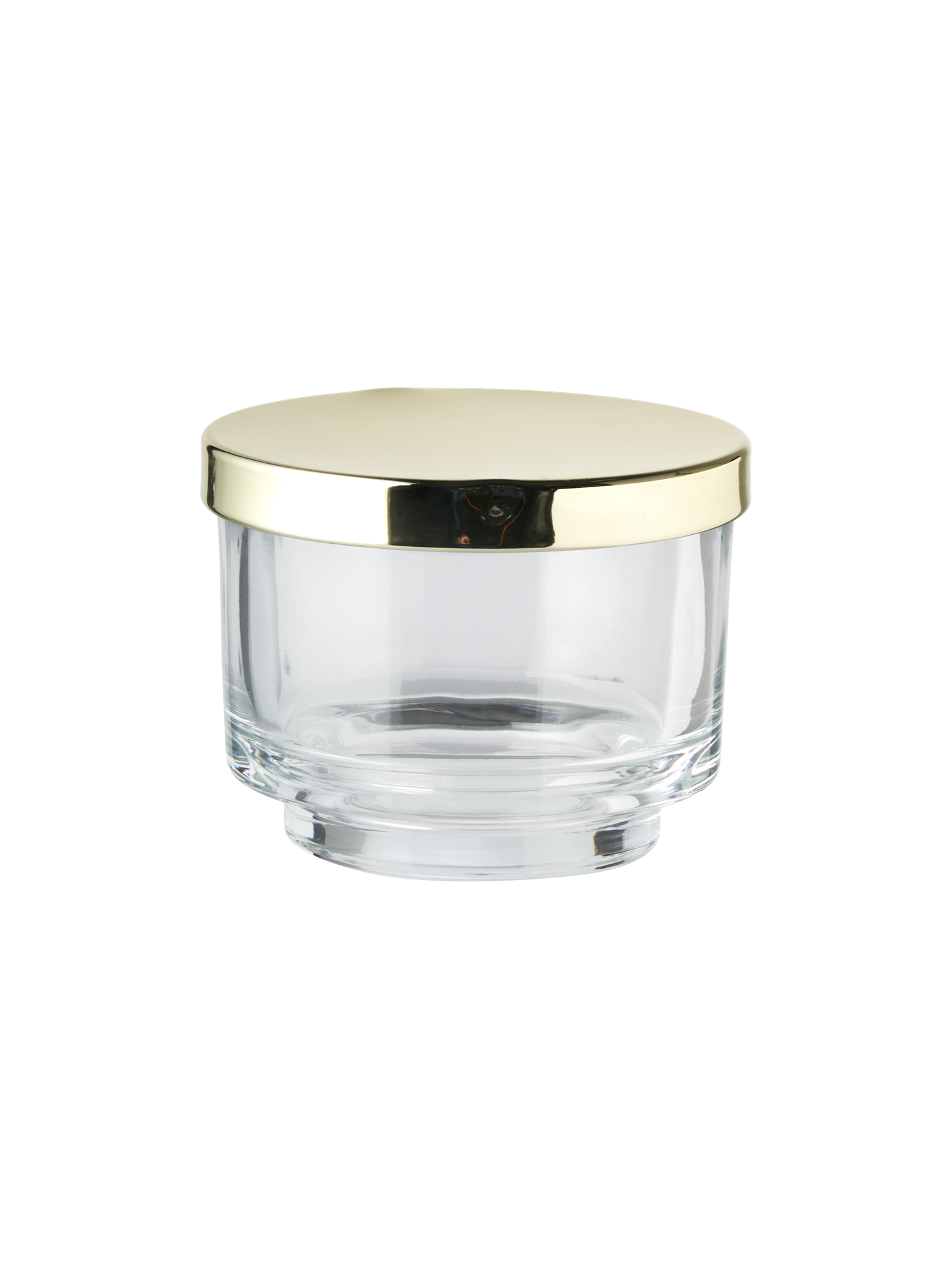 Dekorativ krukke med låg | Glas/jern.  Ø9,8 x 7,1 cm. | Clear, Gold