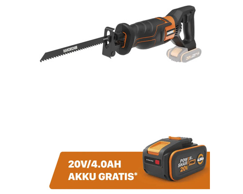 WORX 20V 20mm slag snoerloze reciprozaag WX500.9 + GRATIS bonusartikel 20V accu WA3644 (4,0Ah)