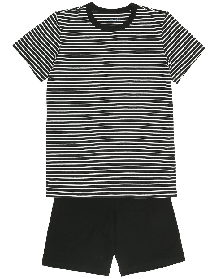 Schlafanzug STRIPES 2-teilig kurz in schwarz