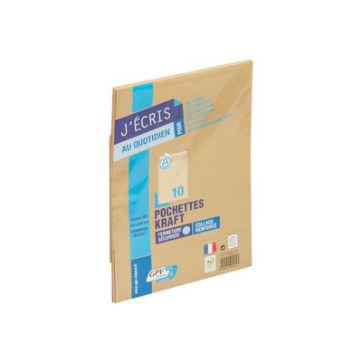 GPV - 10 Pochettes Enveloppes B5 250 x 176 mm - 85 gr - sans fenêtre - kraft - bande adhésive
