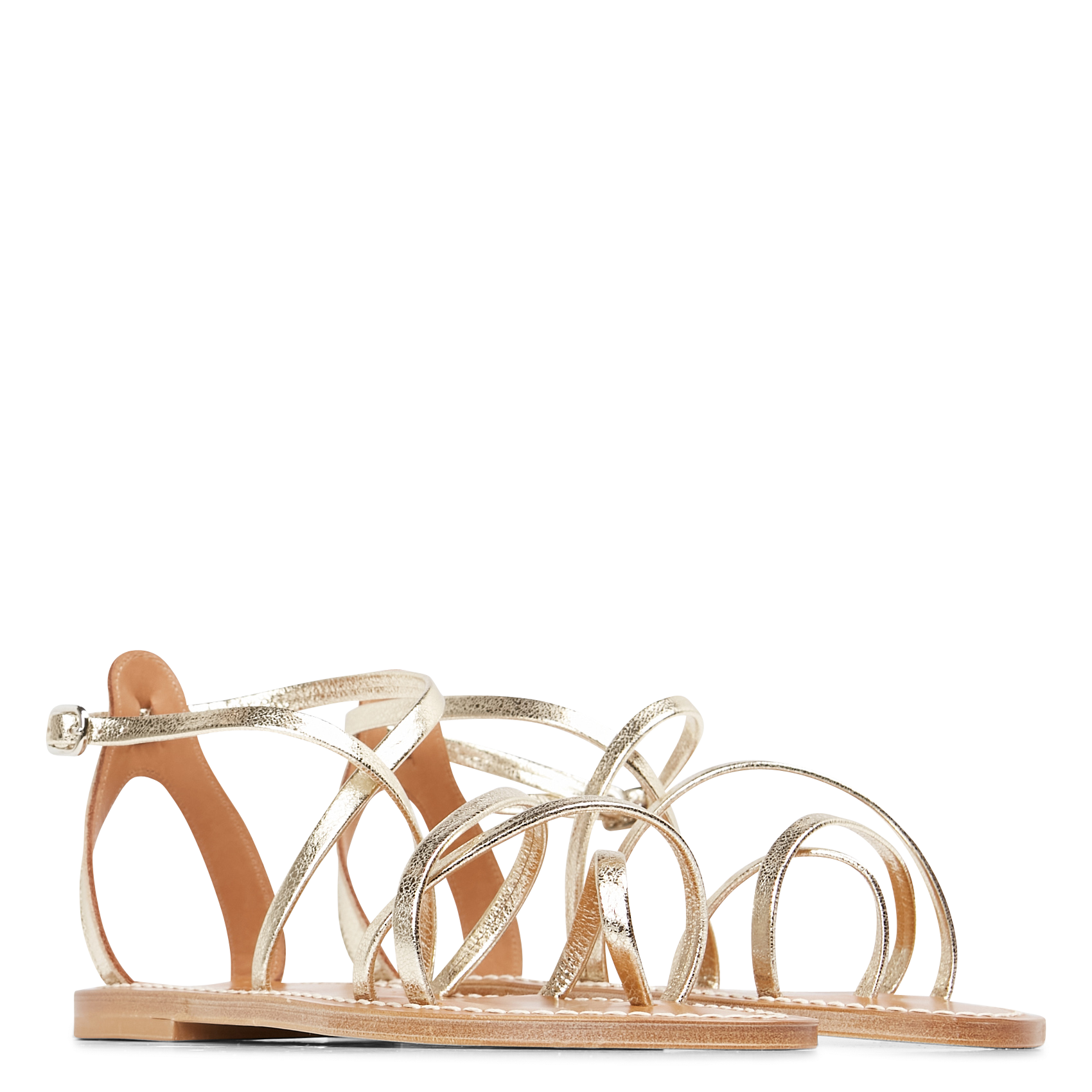 IRINA - Sandales plates en cuir | Doré
