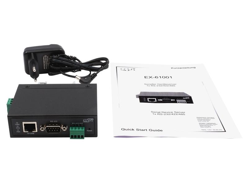 Exsys Serieller Geräteserver EX-61001 Serieller Multiprotokoll-Geräteserver mit 1 Ethernet Port