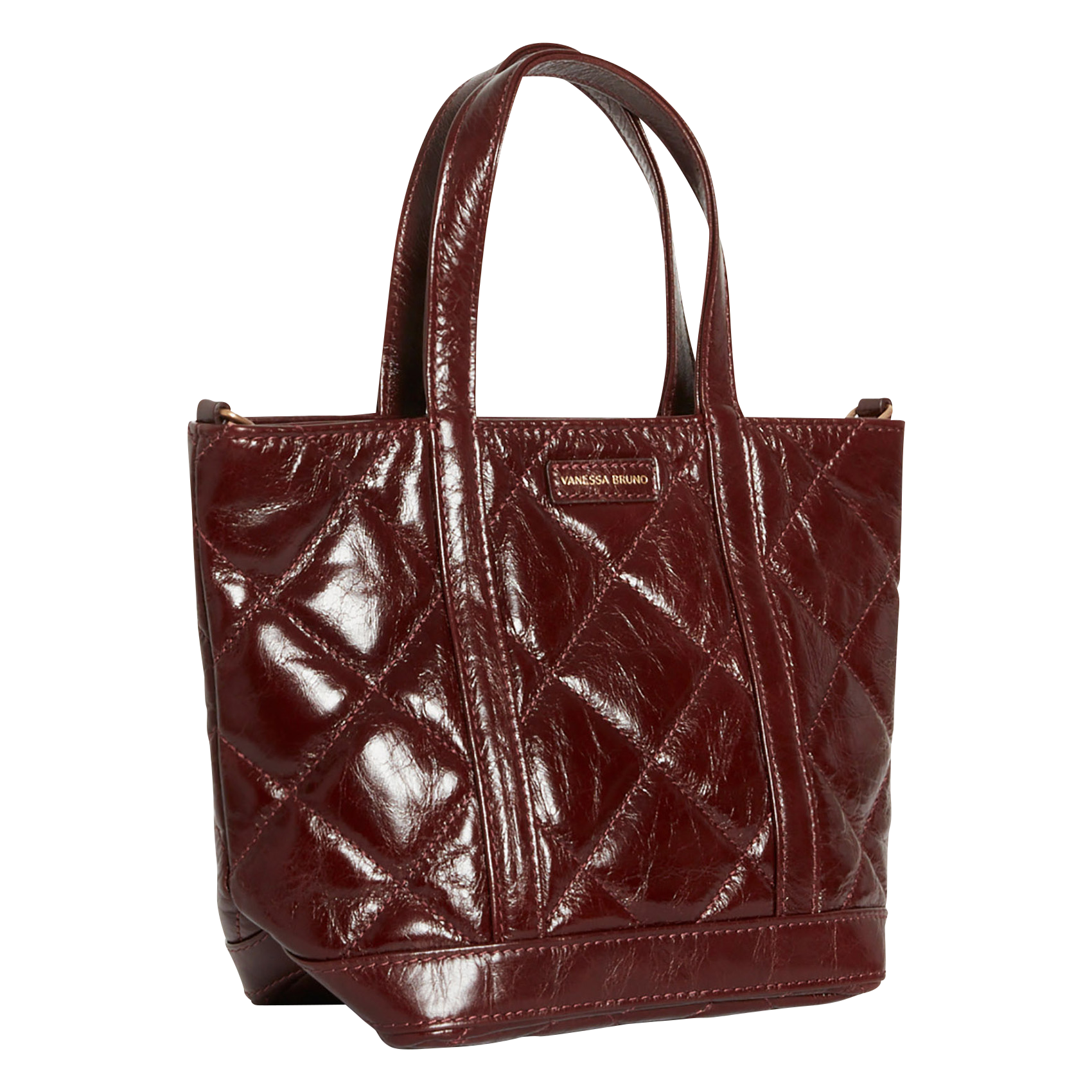 Sac épaule matelassé en cuir| Marron