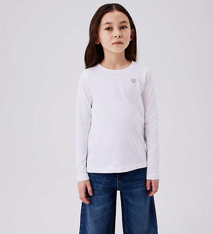 Name It Bluse - Noos - NkfVioline - Bright White m. Hjerte
