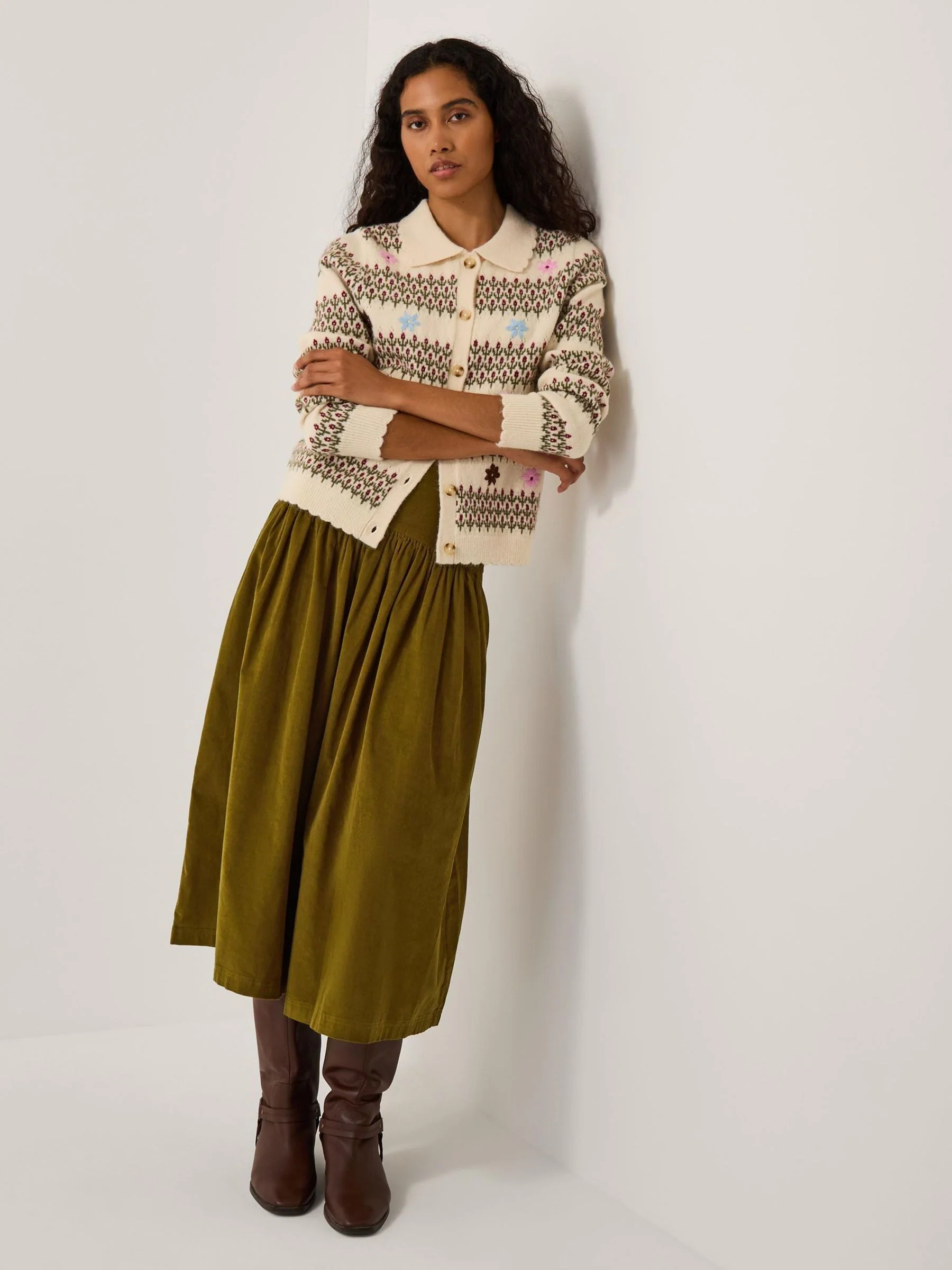Monsoon Jenny Corduroy Midi Skirt