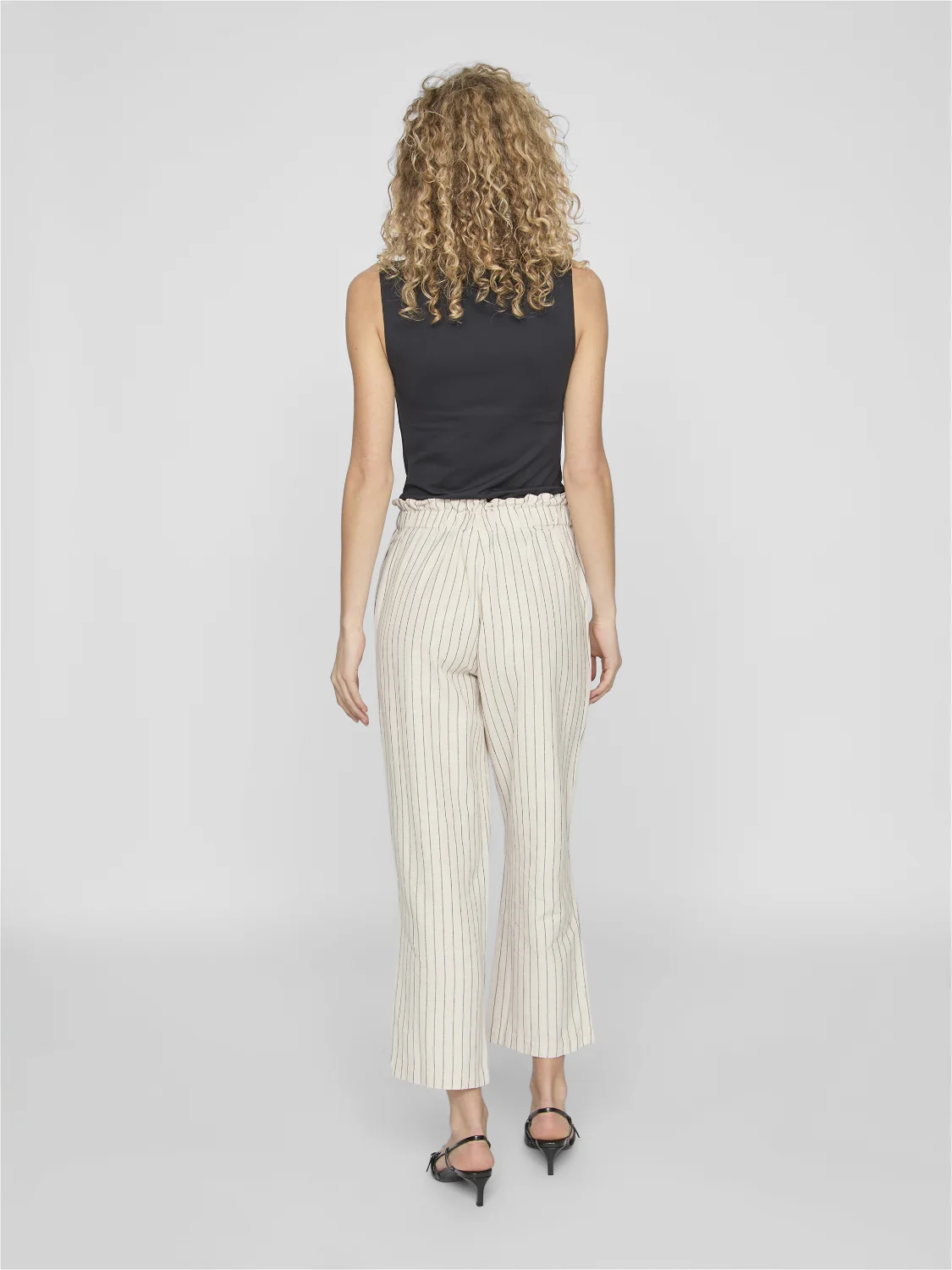 Vila  Viprisilla Striped H/W bukser - Super Light Natural Melan