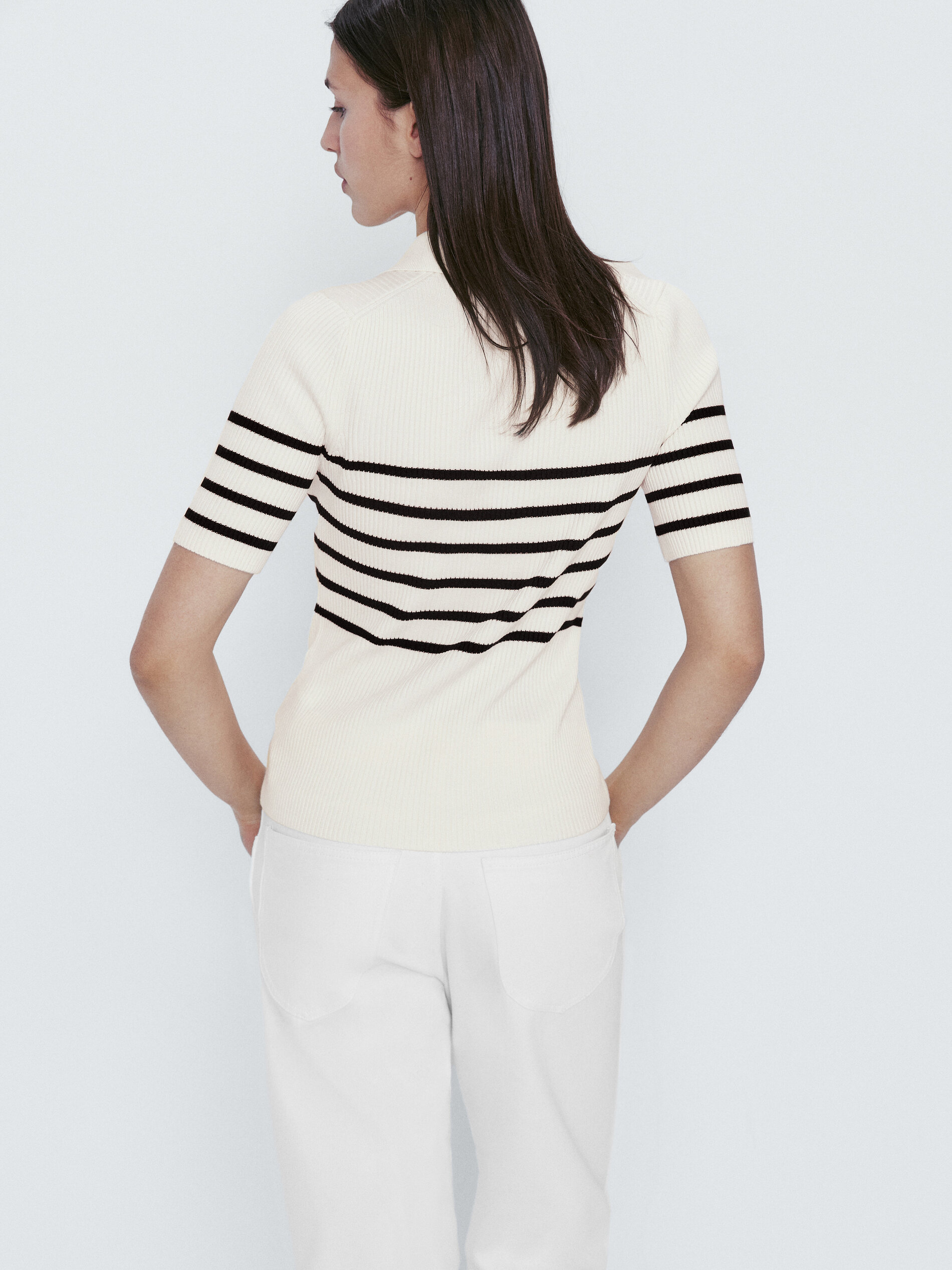 Suéter de gola alta canelado listrado - OFF-WHITE
