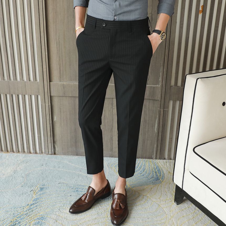 FORSETI - Gestreepte taps toelopende cropped pantalon