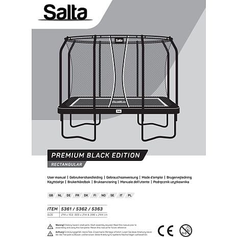 Salta Premium Black Edition rektangel havetrampolin 396 x 244 cm