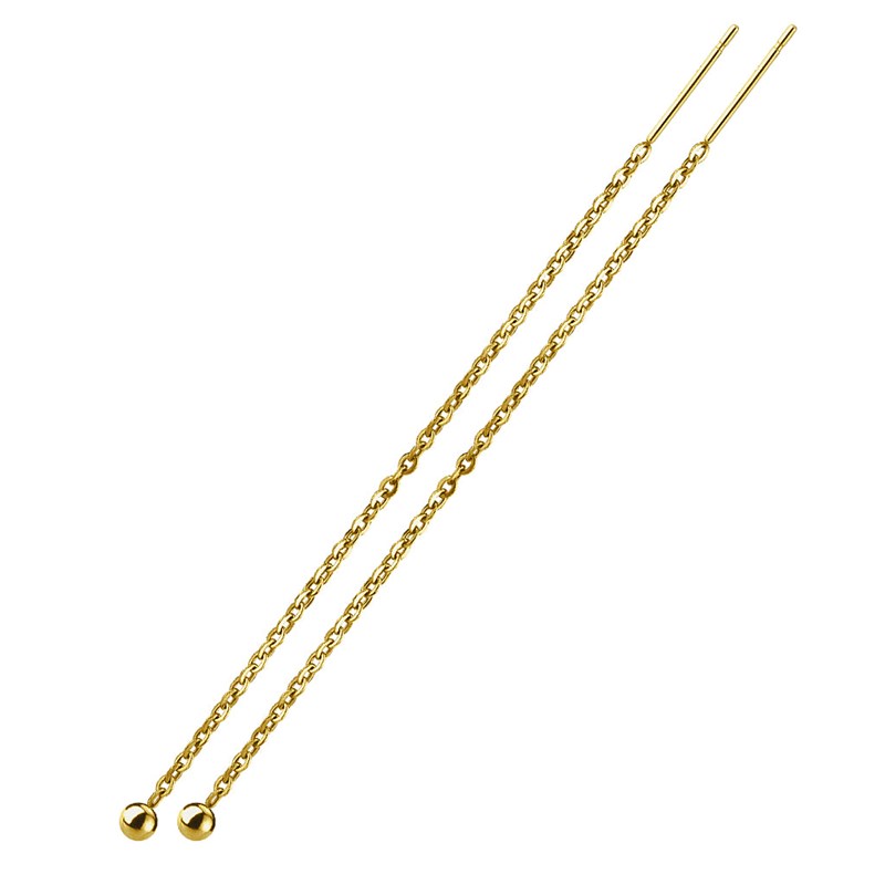 Boucle d'oreille chaine pendante avec boule