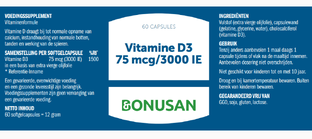 Bonusan Vitamine D3 75mcg 3000IE Capsules 60CP