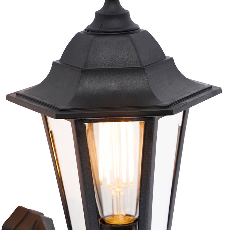 Klassieke buiten wandlamp zwart met bewegingssensor - New Haven