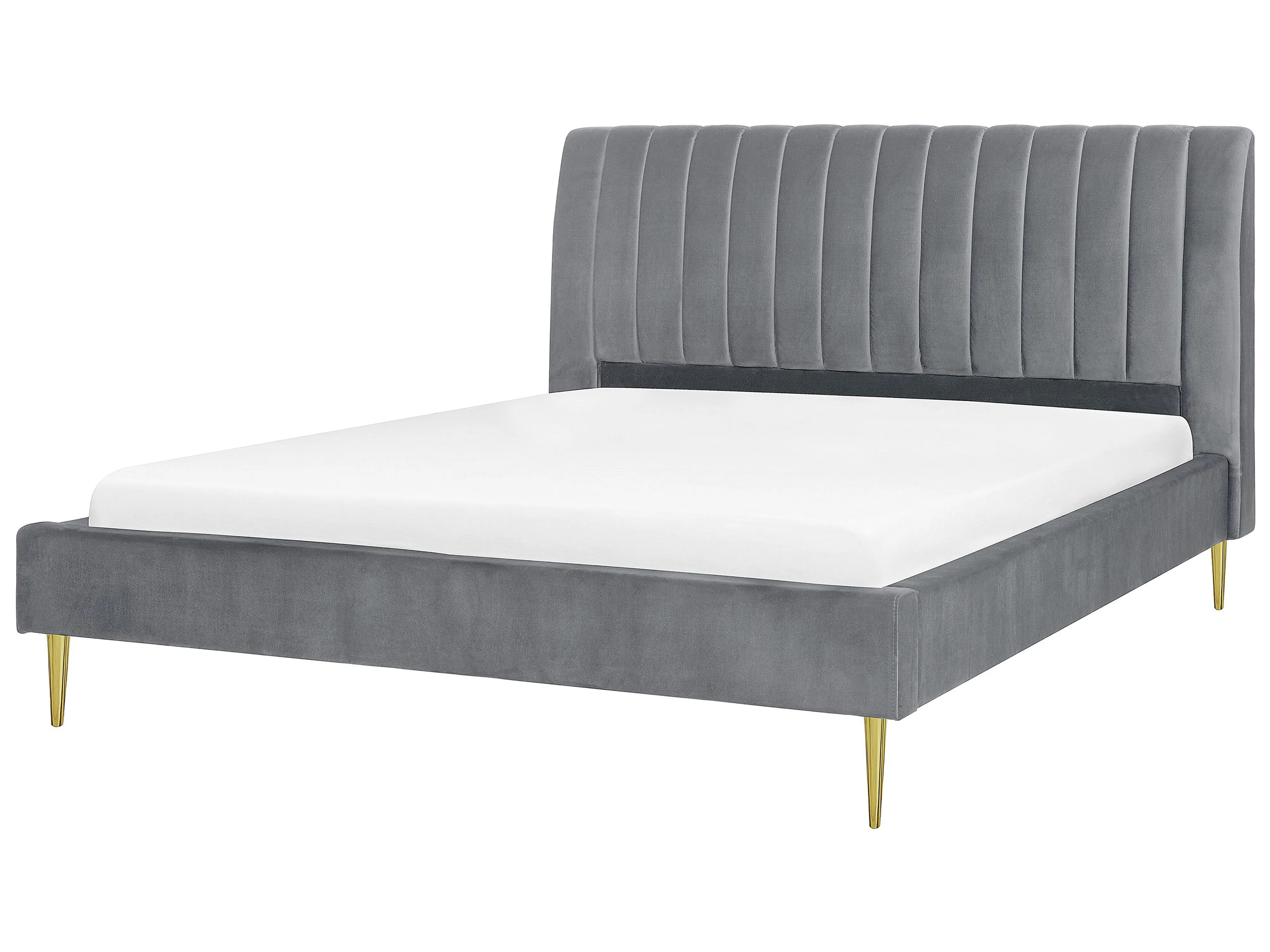 Bed Fluweel MARVILLE 180 x 200 cm Grijs