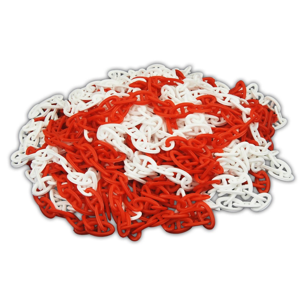 UvV kettingpaal Lugano 3kg betonvoet rood wit incl. 2,5m ketting per paal / 1 set / 130 cm