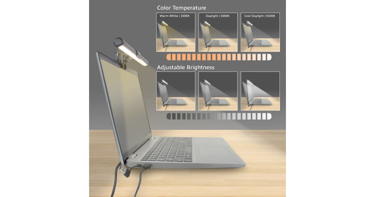 ACT ConnectivityDimbare clip-on laptop LED-lichtbalk led-bar  (Zwart, USB-voeding, 3000K-6500K)