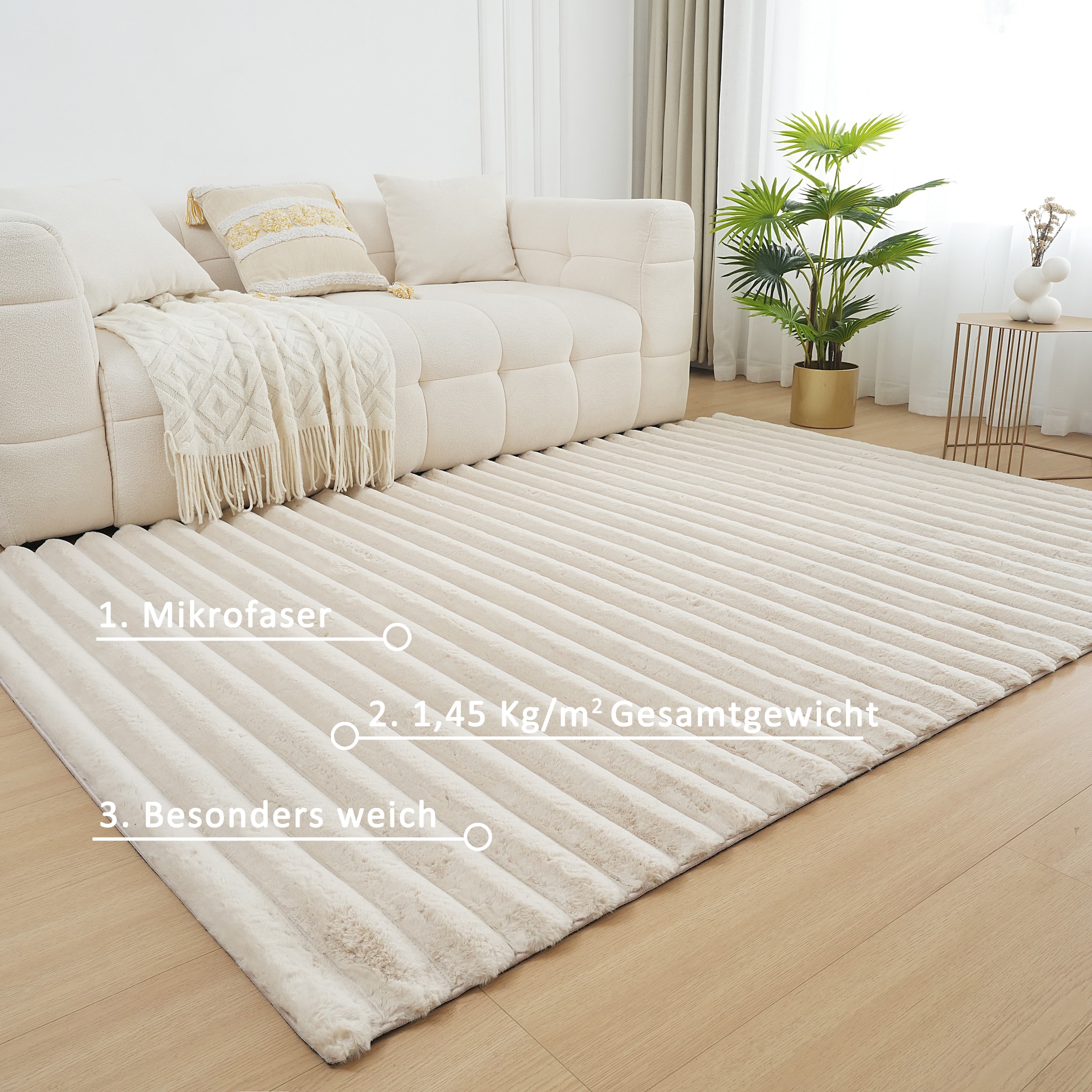 my home Teppich »Melanie, Kunstfellteppich, besonders weich, Hoch-Tief-Effekt« rechteckig 28 mm Höhe Kaninchenfell Optik, Wohnzimmer, Schlafzimmer, auch als Läufer