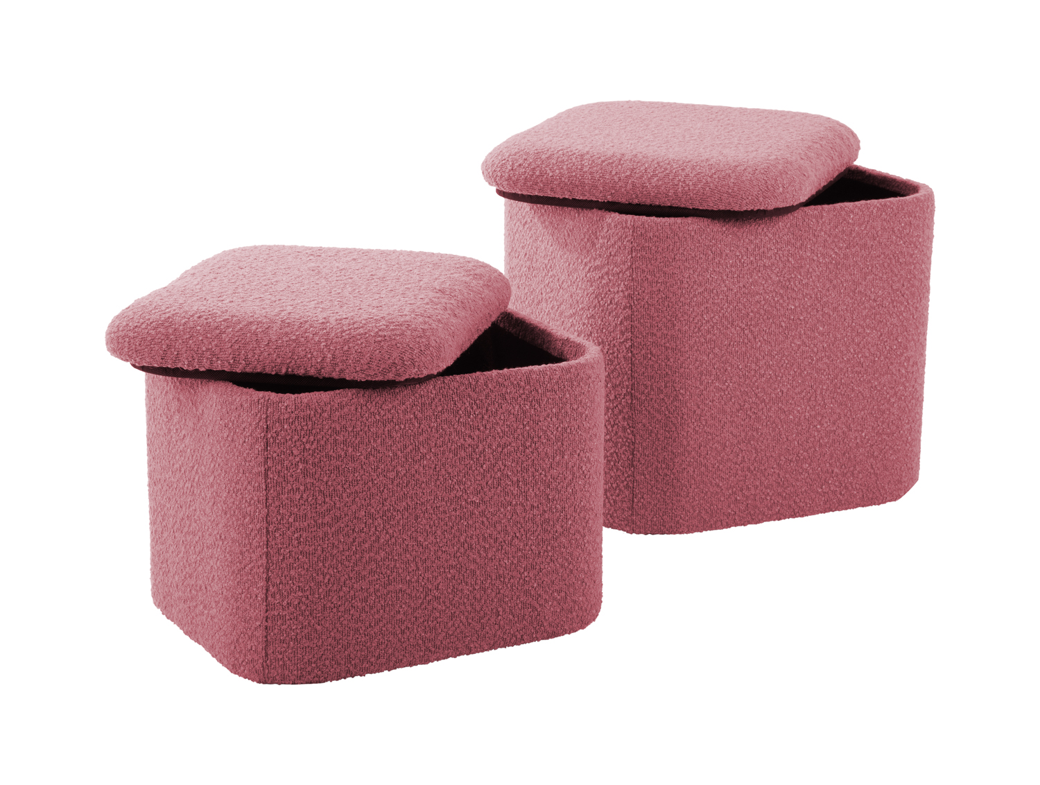 Pouf set Ada storage bouclé faded pink, set of 2pcs