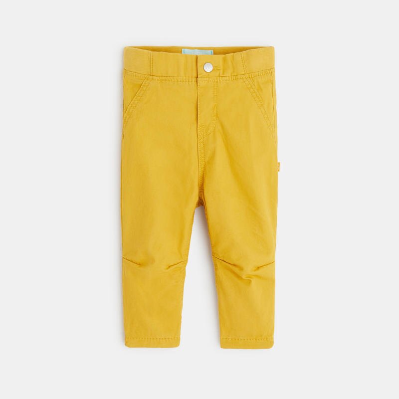 Pantalon toile effet denim doublé jaune bébé garçon Jaune