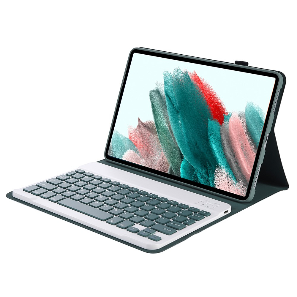 Samsung Galaxy Tab A8 10.5 (2021) Leder Tasche Magnet Bluetooth Tastatur Abnehmbar (QWERTY) - Dunkelgrün