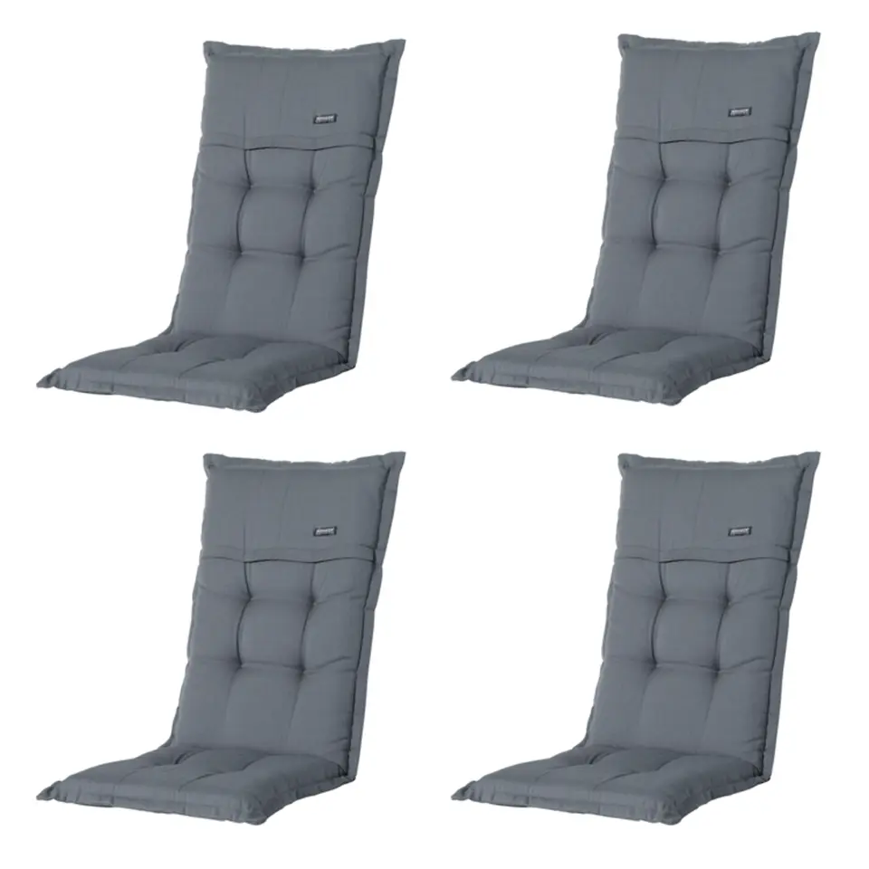 Madison - Tuinstoelkussen Hoge Rug Rib grey - Ca. 123x50 cm - Set van 4