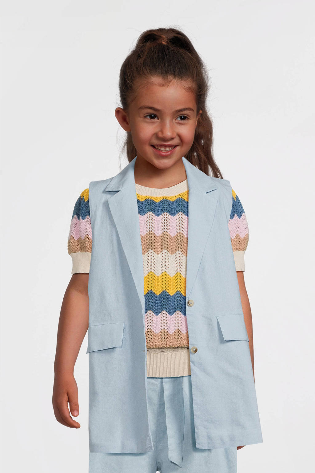 NAME IT gilet NKFFALINNEN lichtblauw