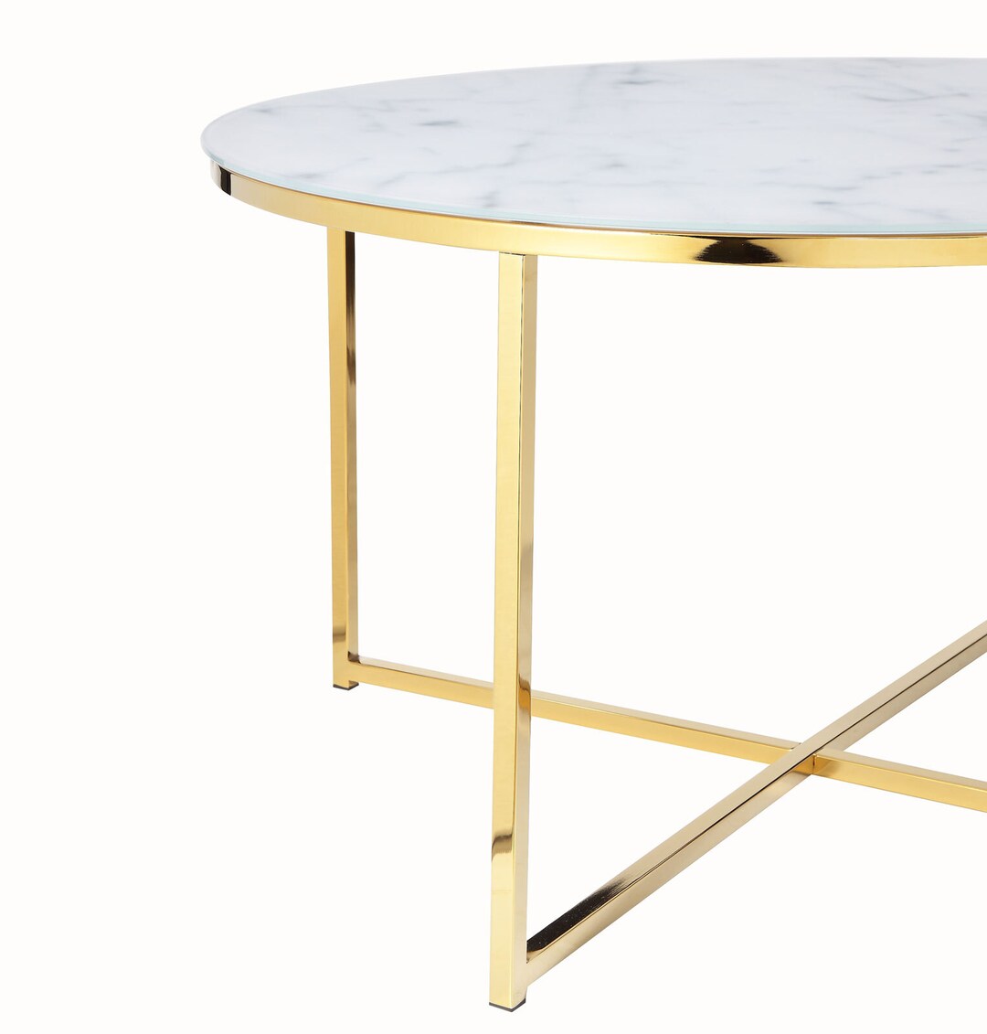 Couchtisch 80 x 80 cm rund gold/weiß