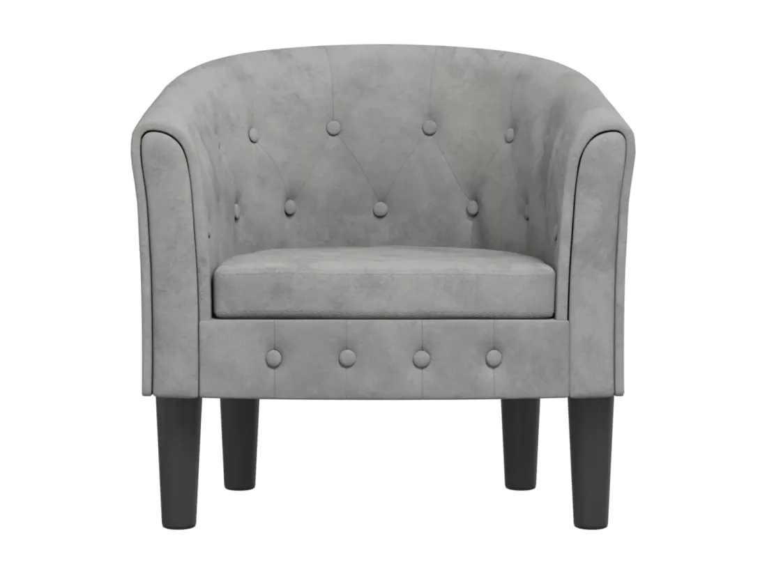 Fauteuil cabriolet gris clair velours