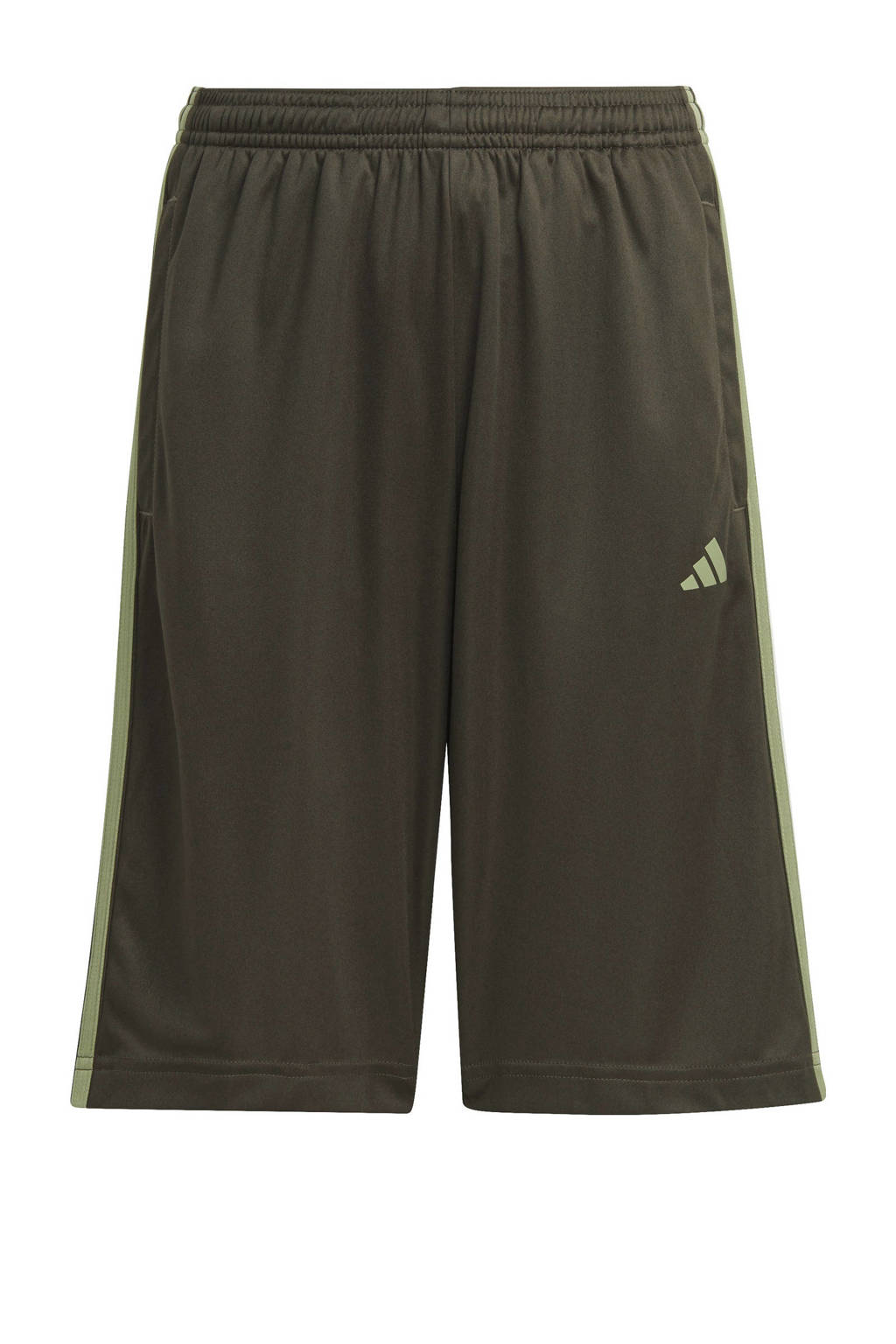 adidas regular fit casual short met logo olijfgroen/lichtgroen