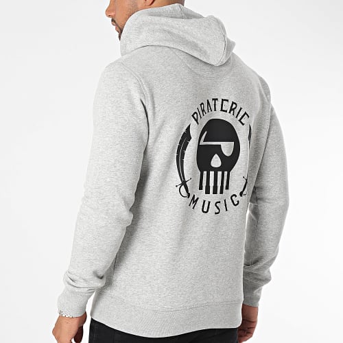 Sweat Capuche Logo Chest And Back Gris Chiné Noir
