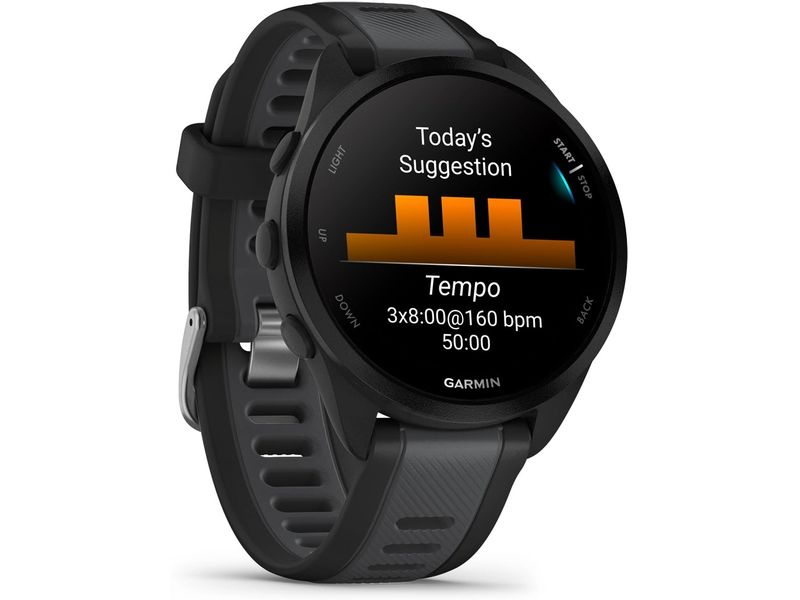 GARMIN Sportuhr Forerunner 165 Dunkelgrau/Schwarz Smarte Laufuhr