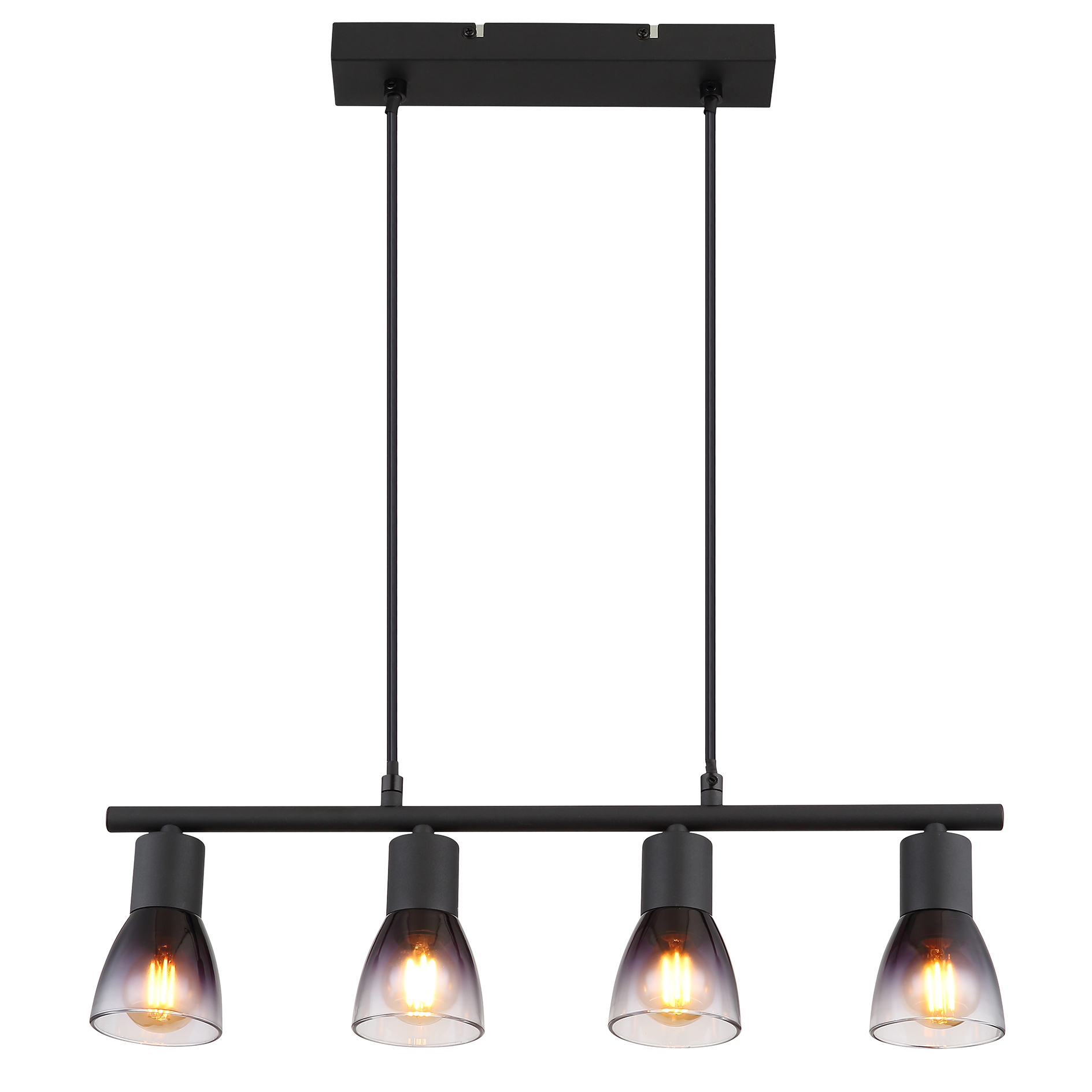 Pendelleuchte - schwarz matt - 4-flammig - 120 cm