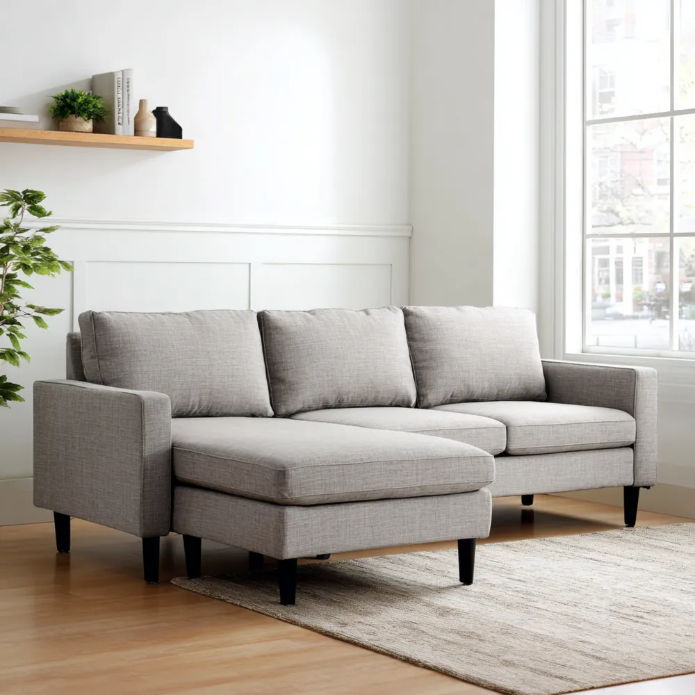 Ecksofa Stoff 210x150x85 cm – Hellgrau – Modernes Design