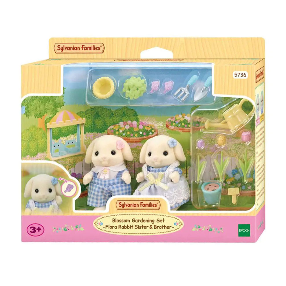 Sylvanian Families 5736 Tuinierenset- Bloemen Hangoorkonijn Broer en Zus