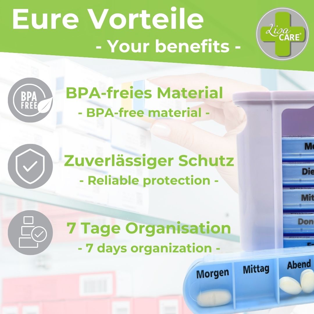 LisaCare Tablettenbox - 7-Tage Medikamentendosierer