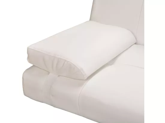 NETTLIFE Canapé-lit réglable avec deux oreillers Similicuir Blanc crème