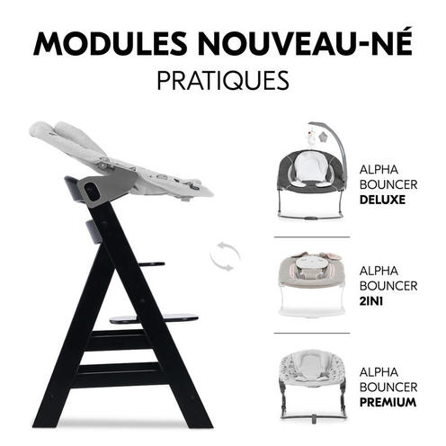 Chaise haute Alpha+ - Noir - HAUCK