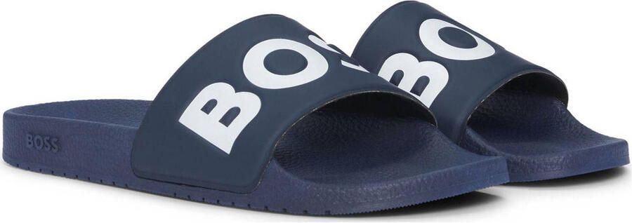 Hugo Boss heren BOSS slippers contrast logo blauw