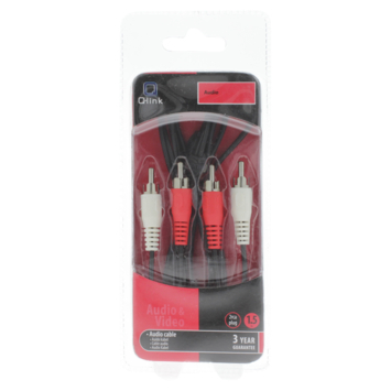 Q-Link tulp kabel 2RCA/2RCA male-male 1.5 meter rood/wit