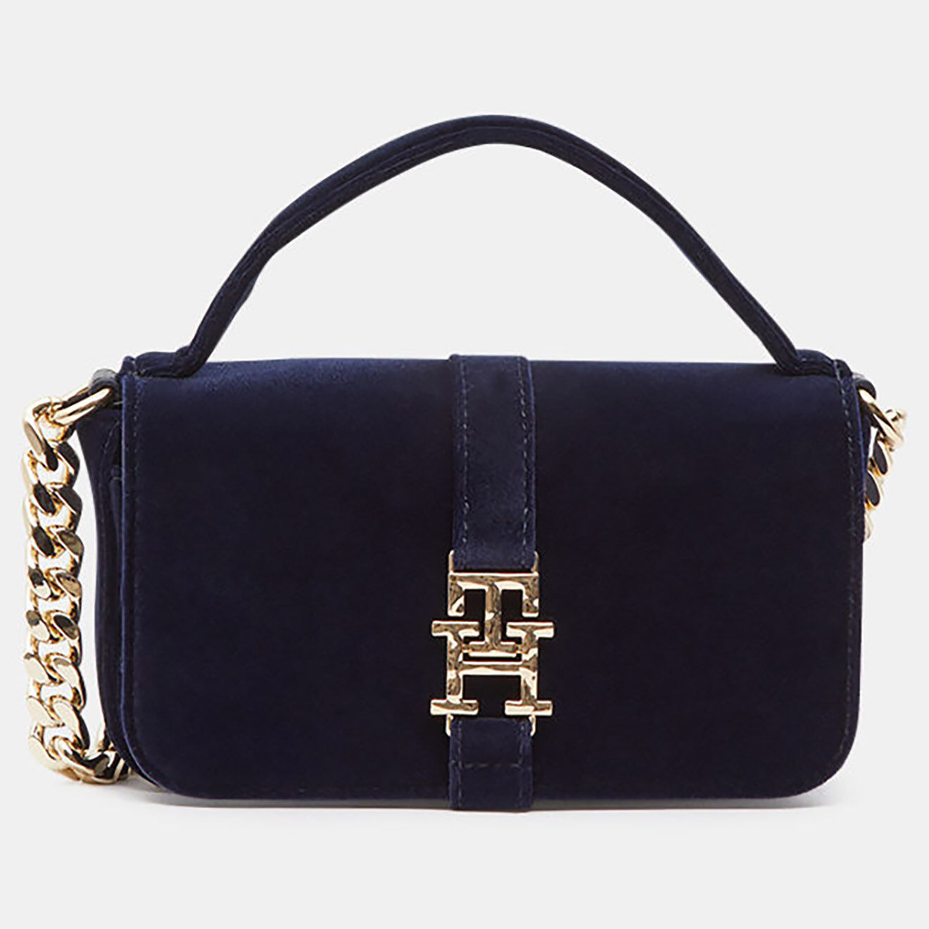 Tommy Hilfiger Sac pochette en Velours Plush crossover bleu marine - 13x19x4 cm