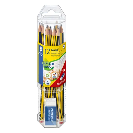 STAEDTLER® Noris® 120 Bleistift, Promotionset 12 Stück + Mars plastic Radierer 100% PEFC