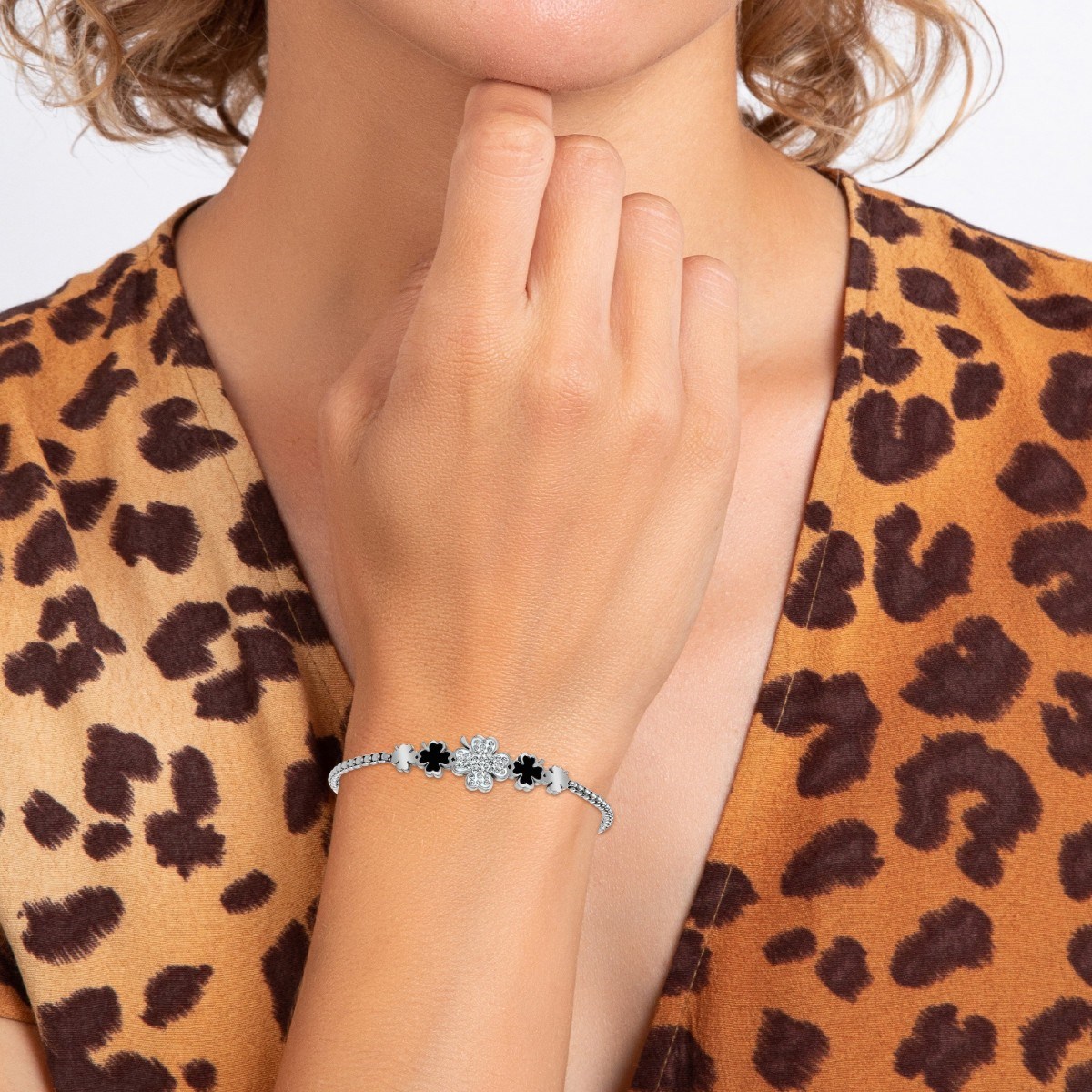 Bracelet trèfles SC Crystal orné de Cristaux scintillants