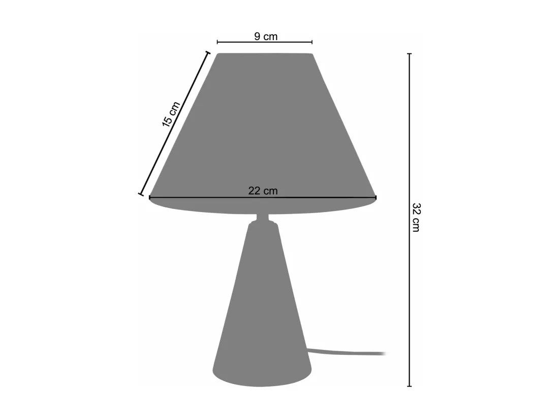 Lampe de chevet conique bois jaune 32 cm.