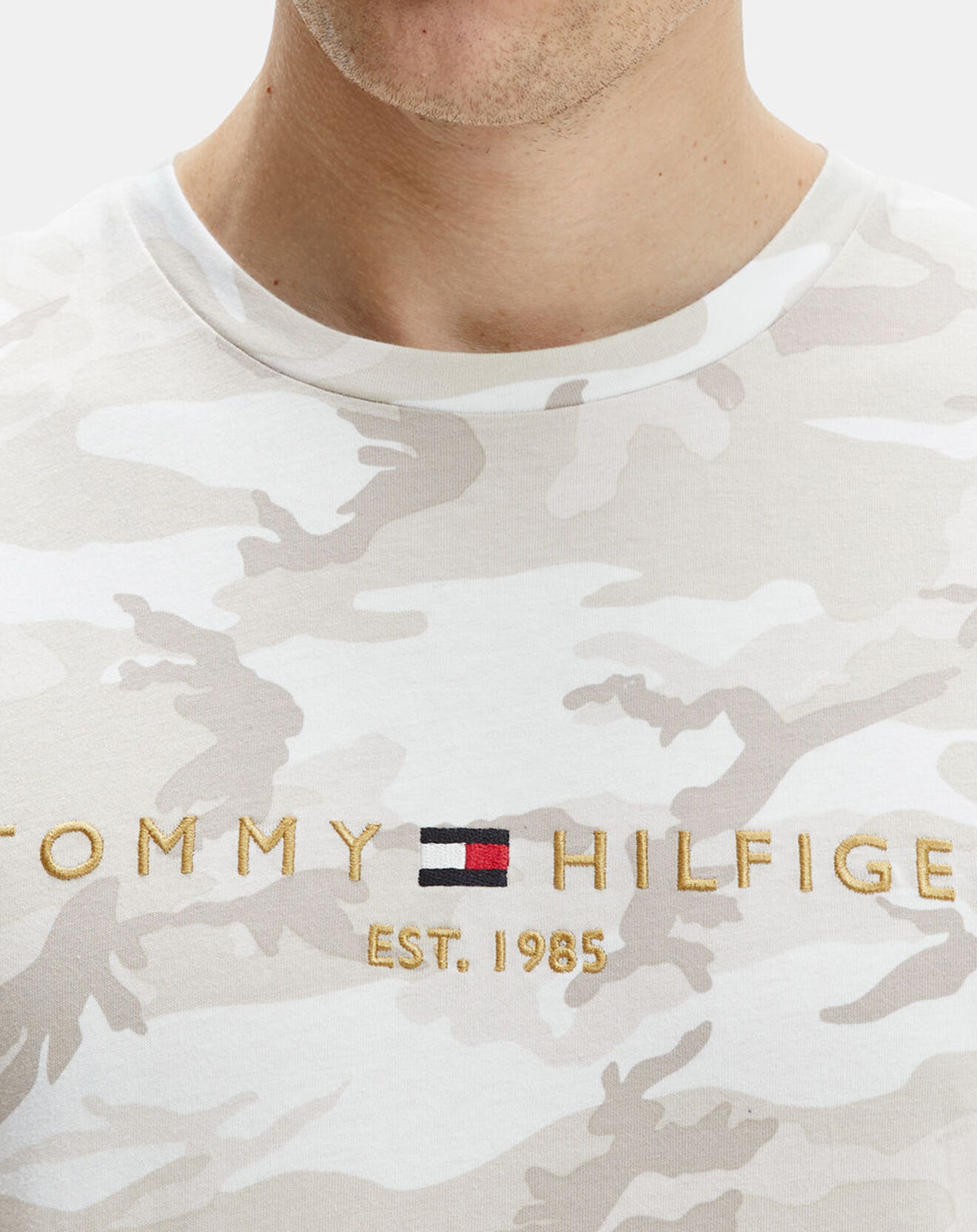 Tommy Hilfiger T-Shirt Tommy Logo camouflage beige clair